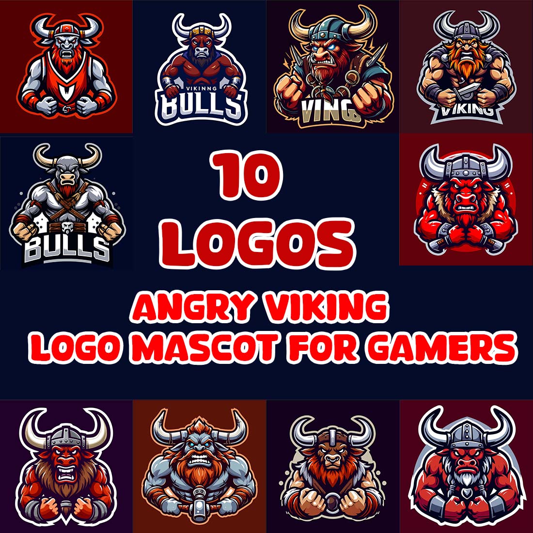 10 Angry viking logos mascot for gamers cover image.