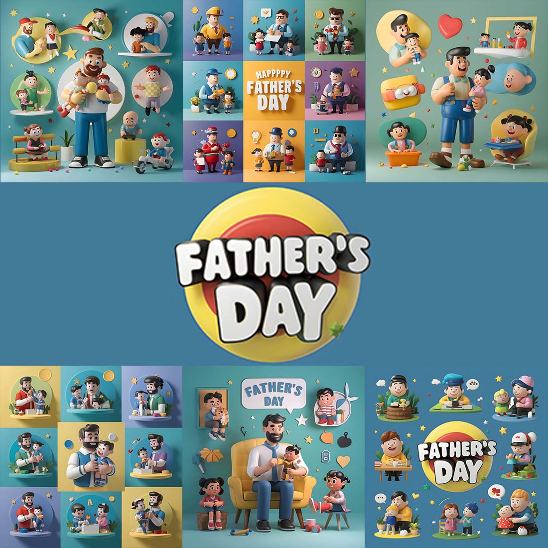 12 Father's Day-themed featuring various 3d cartoon cover image.