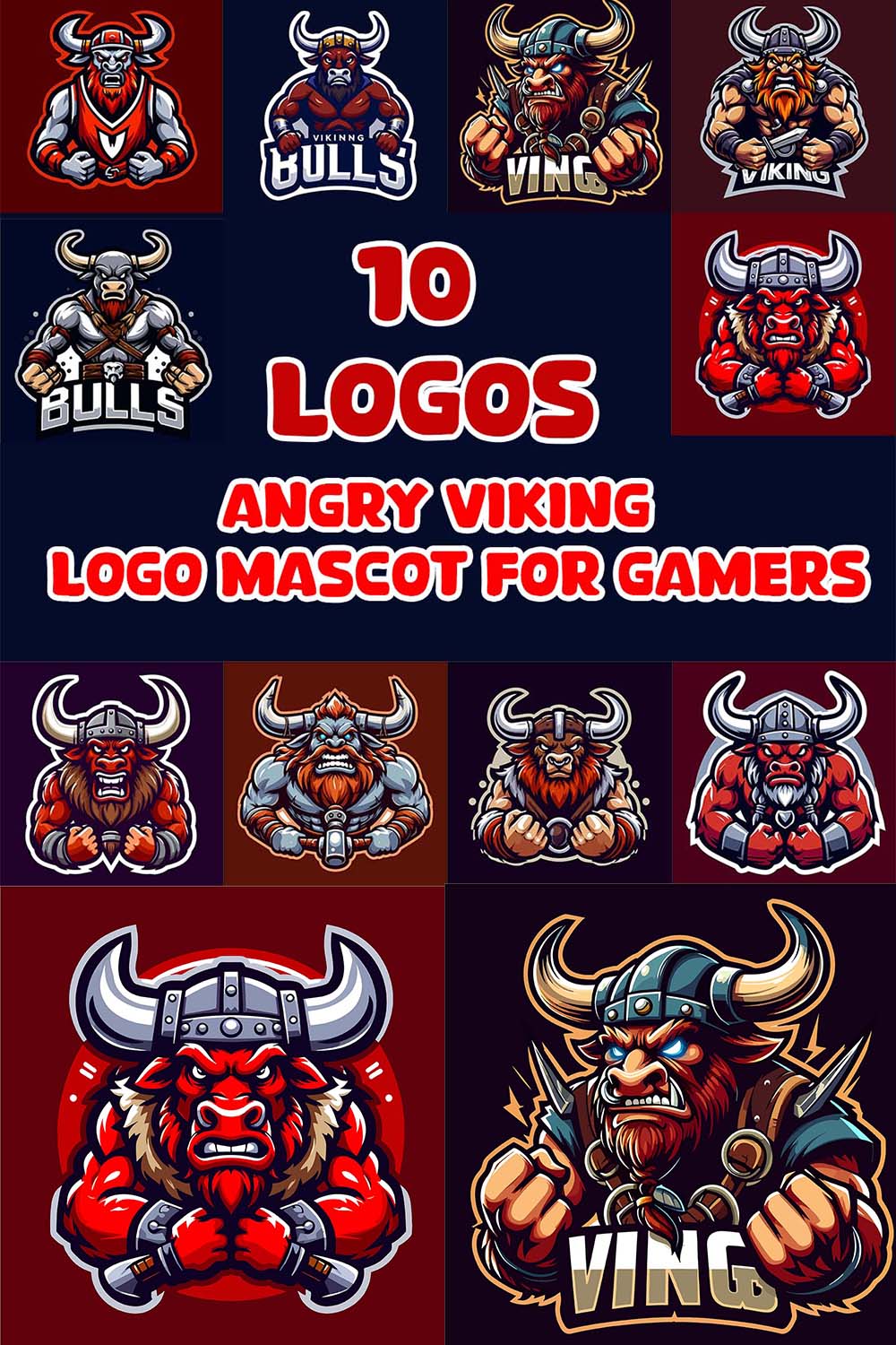 10 Angry viking logos mascot for gamers pinterest preview image.