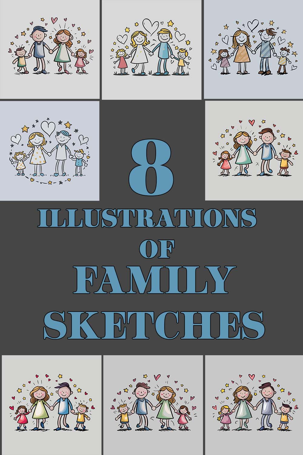 8 illustrations family sketches pinterest preview image.