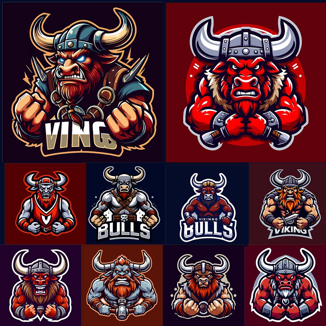 10 Angry viking logos mascot for gamers preview image.