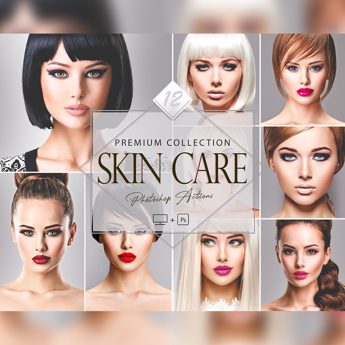 12 Skin Care Photoshop Actions, Soft Retouch ACR Preset, Attractive Girl Filter, Portrait And Lifestyle Theme For Instagram, Studio Blogger cover image.