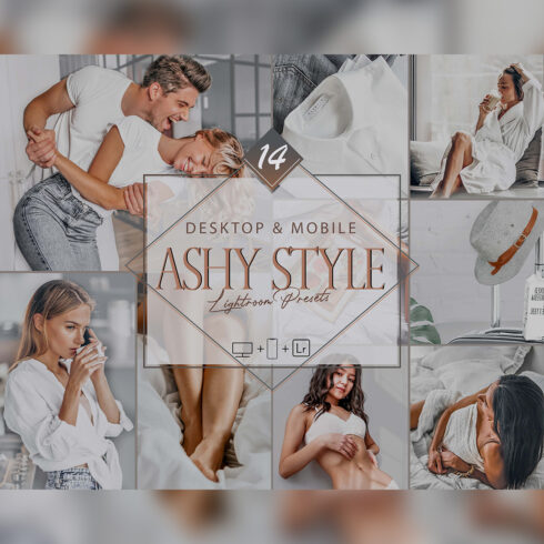 14 Ashy Style Lightroom Presets, Dove Mobile Preset, Bright Gray Desktop LR Filter DNG Portrait Lifestyle Theme Blogger Instagram Home cover image.