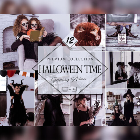 12 Halloween Time Photoshop Actions, Moody ACR Preset, Dark Filter, Portrait And Lifestyle Theme For Instagram, Blogger, Outdoor cover image.