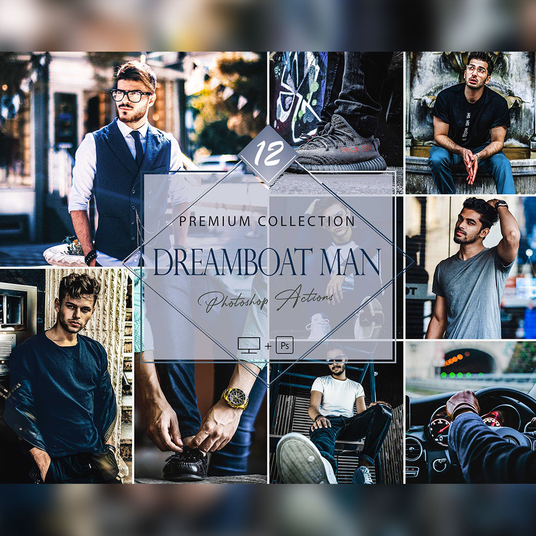 12 Photoshop Actions, Dreamboat Man Ps Action, Hue HDR ACR Preset, Saturation Filter, monotone And Lifestyle Theme For Instagram, Men Blogger, Bronze portrait cover image.