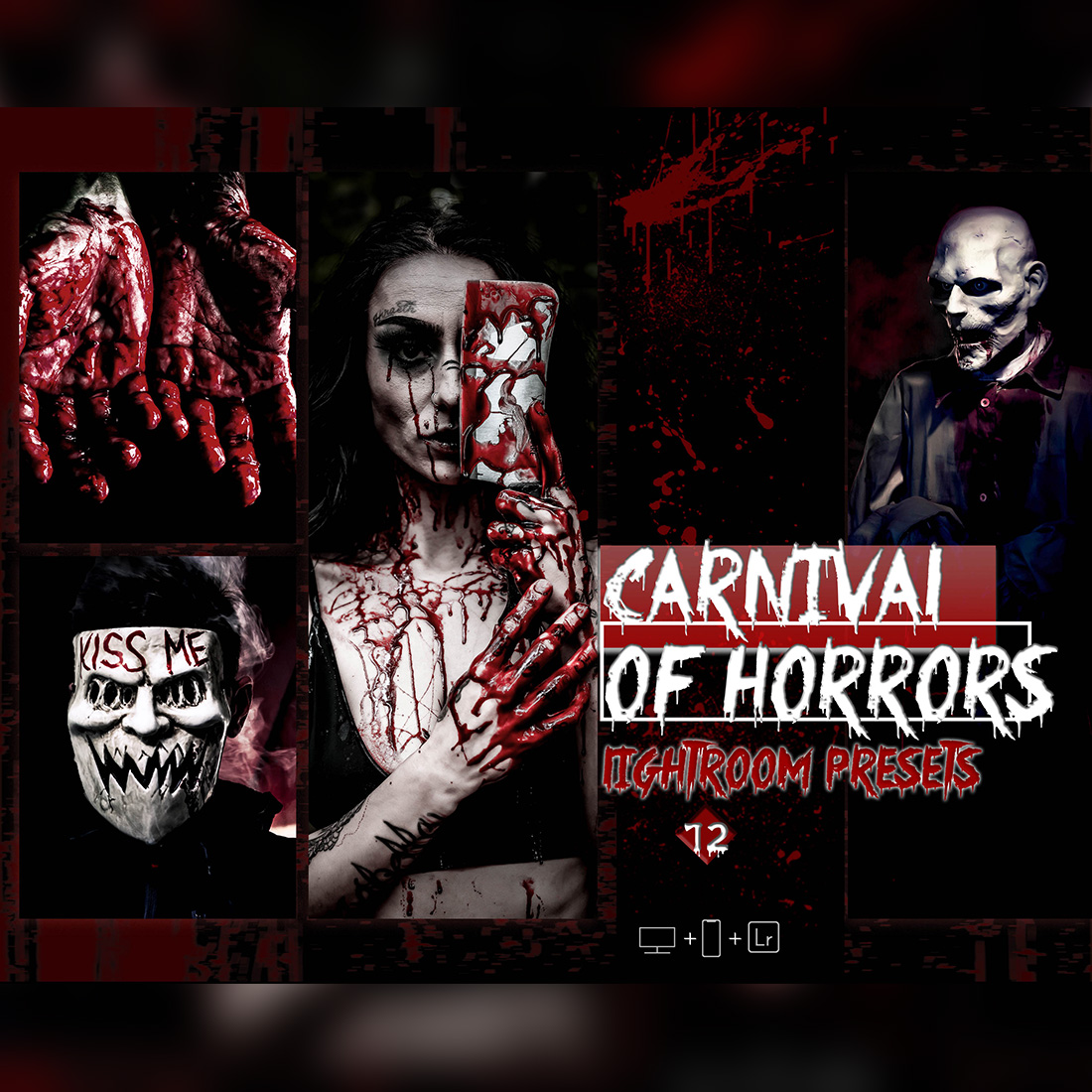 12 Carnival Of Horrors Lightroom Presets, Moody Halloween Preset, Fall Desktop LR Filter, DNG Portrait Lifestyle, Top Theme, Autumn Blogger Instagram cover image.