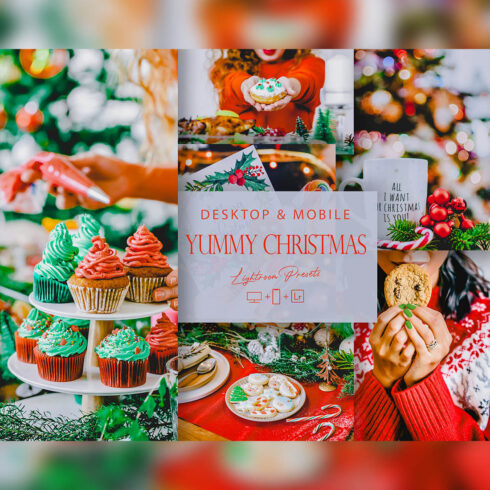 12 Yummy Christmas Lightroom Presets, Colorful Preset, Food Desktop LR Filter, DNG Portrait Lifestyle, Xmas Top Theme, Blogger Instagram cover image.