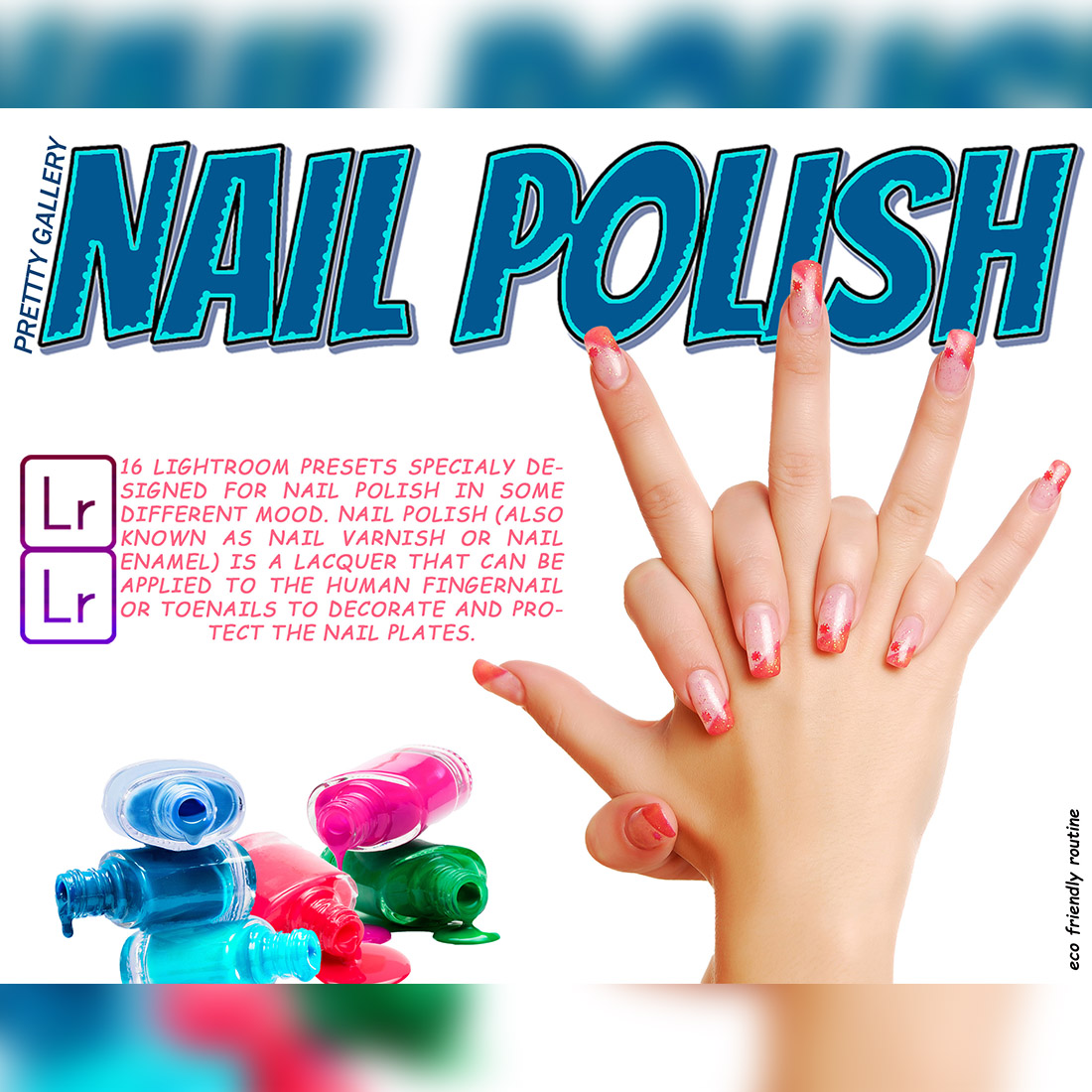 16 Nail Polish Lightroom Presets, Manicure Pedicure Mobile Preset, Shelac Desktop LR Filter DNG Portrait Fashion Theme Blogger Instagram Gel cover image.