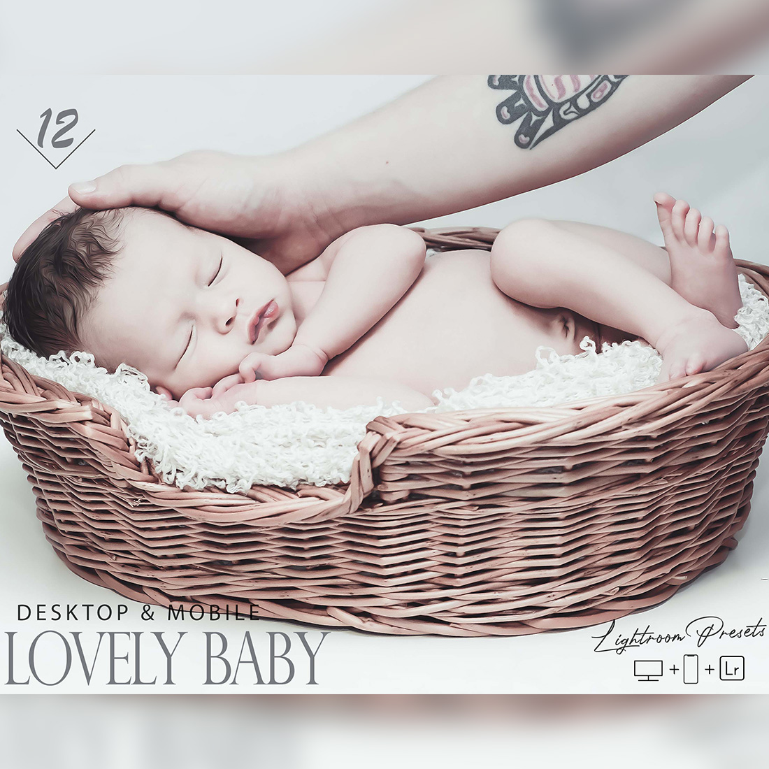 12 Lovely Baby Lightroom Presets, Newborn Preset, Child Desktop LR Filter, DNG Portrait Lifestyle, Top Theme, Autumn Blogger Instagram cover image.