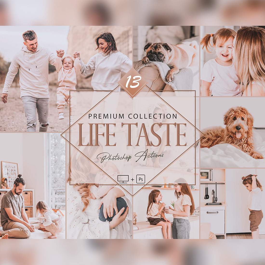 13 Life Taste Photoshop Actions, Family ACR Preset, Creamy Bright Ps Filter, Portrait And Lifestyle Theme For Instagram, Blogger, Outdoor cover image.