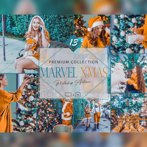 13 Marvel Xmas Photoshop Actions, Color Grad ACR Preset, Christmas Filter, Portrait And Lifestyle Theme For Instagram, Blogger, Beauty cover image.