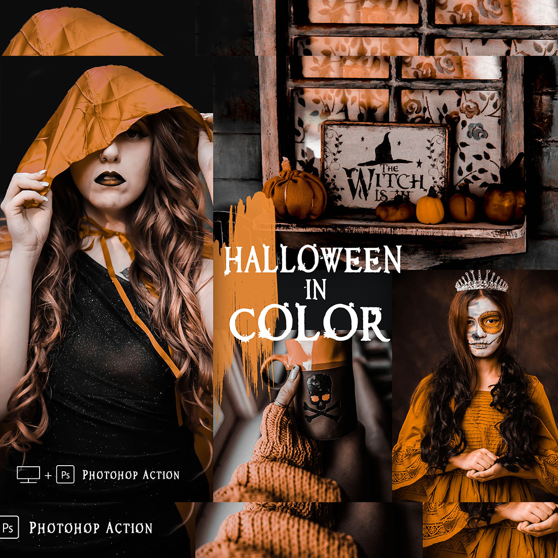 12 Photoshop Actions, Halloween In Color Ps Action, Moody ACR Preset, Fall Filter, Lifestyle Theme For Instagram, Autumn Presets, Gray portrait cover image.