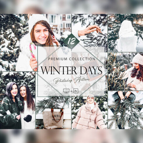 12 Winter Days Photoshop Actions, Cold Season ACR Preset, Christmas Ps Filter, Portrait And Lifestyle Theme For Instagram, Blogger, Autumn Outdoor cover image.