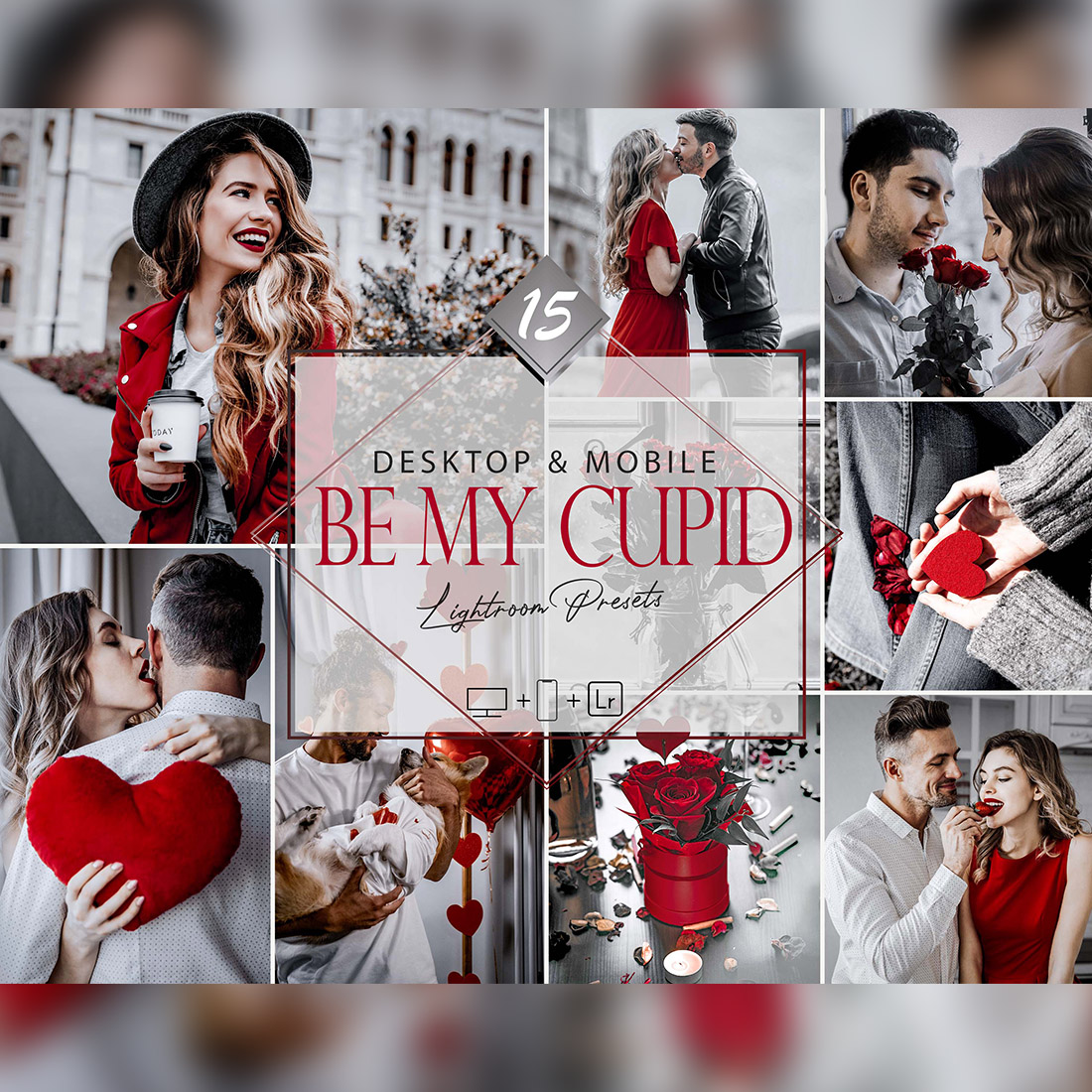 15 Be My Cupid Lightroom Presets, Valentine Fashion Preset, Love Desktop LR Filter, DNG Portrait Lifestyle, Top Theme, Winter Blogger Instagram cover image.