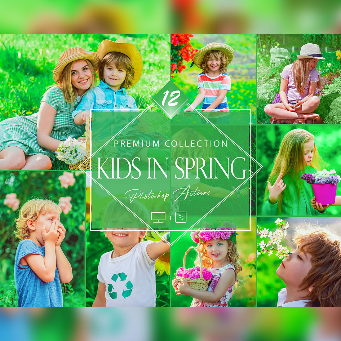 12 Kids In Spring Photoshop Actions, Bright ACR Preset, Fresh Filter, Portrait And Lifestyle Theme For Instagram, Blogger, Outdoor cover image.