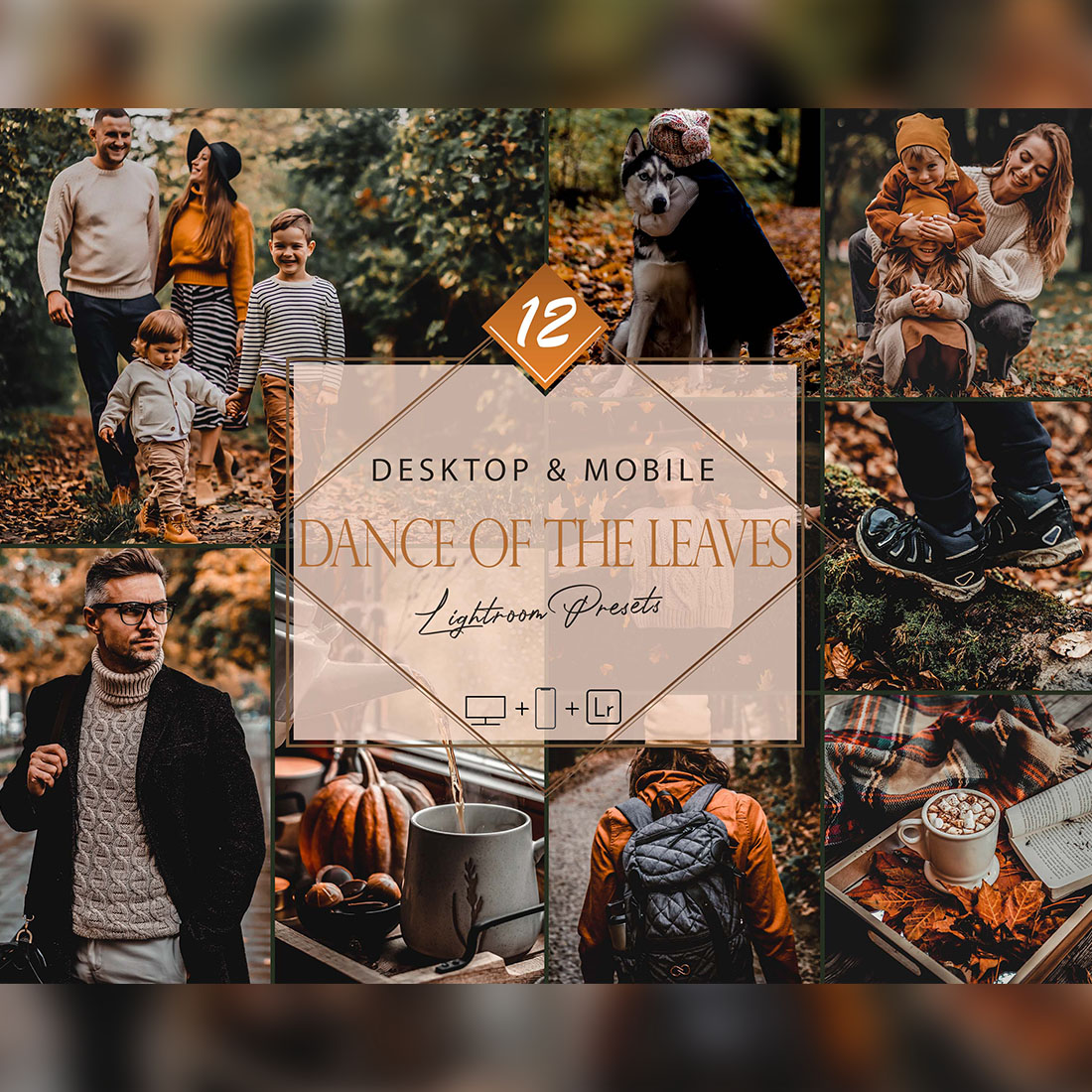 16 Brown Season Lightroom Presets, Moody Preset, Fall Desktop LR Filter, DNG Portrait Lifestyle, Top Theme, Autumn Blogger Instagram cover image.