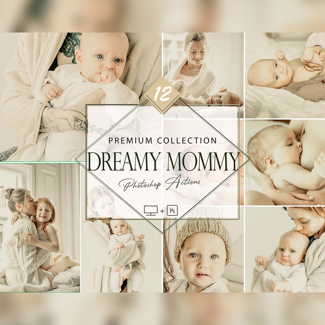 12 Dreamy Mommy Photoshop Actions, Motherhood ACR Preset, Family Filter, Portrait And Lifestyle Theme For Instagram, Blogger, Outdoor cover image.