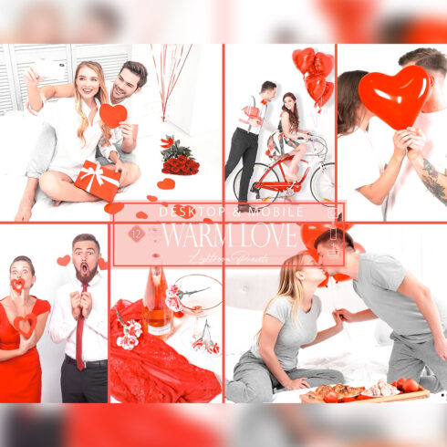 12 Warm Love Lightroom Presets, White Red Preset, Bright Desktop LR Filter, DNG Portrait Lovely, Top Theme, Blog Instagram, Brilliant, Ruby cover image.