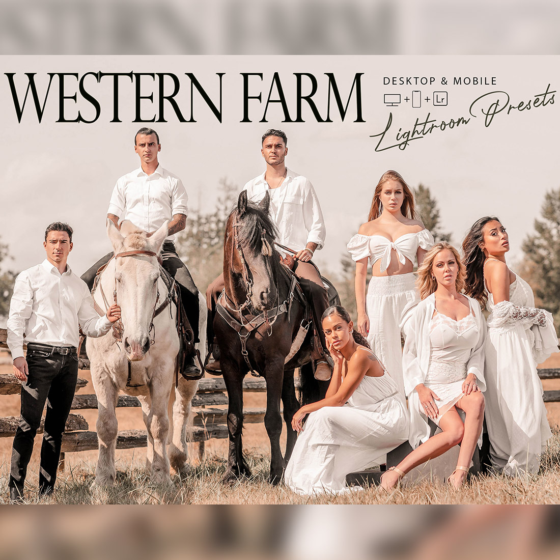 20 Western Farm Lightroom Presets, Sunkissed Mobile Preset, Cowboy Desktop LR Filter DNG Model Gym Theme Blogger Instagram Hue cover image.