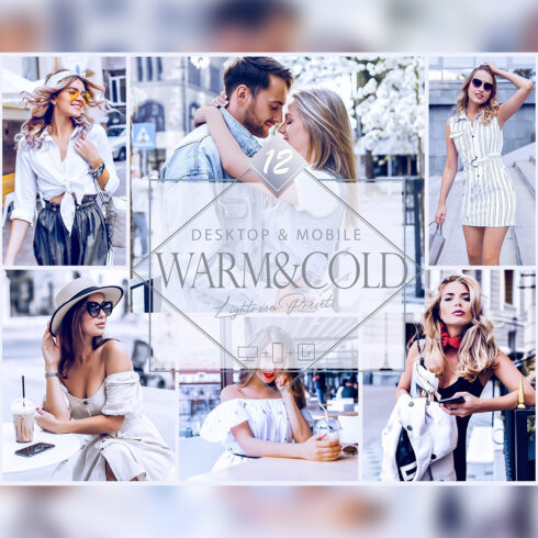 12 Warm & Cold Lightroom Presets, Cool Tint Preset, Bright Desktop LR Filter, DNG Portrait Lifestyle, Top Theme, Spring Blogger Instagram cover image.