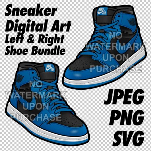 Air Jordan 1 Marina Blue JPEG PNG SVG digital sneaker art cover image.