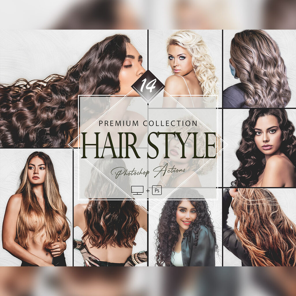 14 Hair Style Photoshop Actions, Beauty Woman ACR Preset, Bright ...