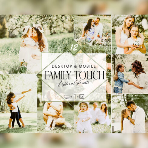 12 Family Touch Lightroom Presets, Romance Mobile Preset, Outdoor Bright Desktop Filter DNG Portrait Lifestyle Theme Blogger Instagram blue cover image.