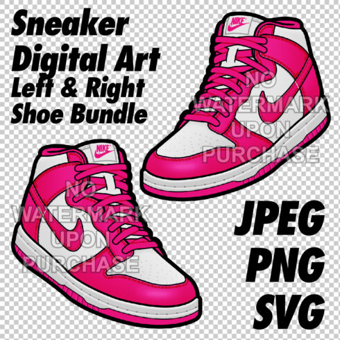 Nike Dunk High Prime Pink JPEG PNG SVG digital sneaker art cover image.