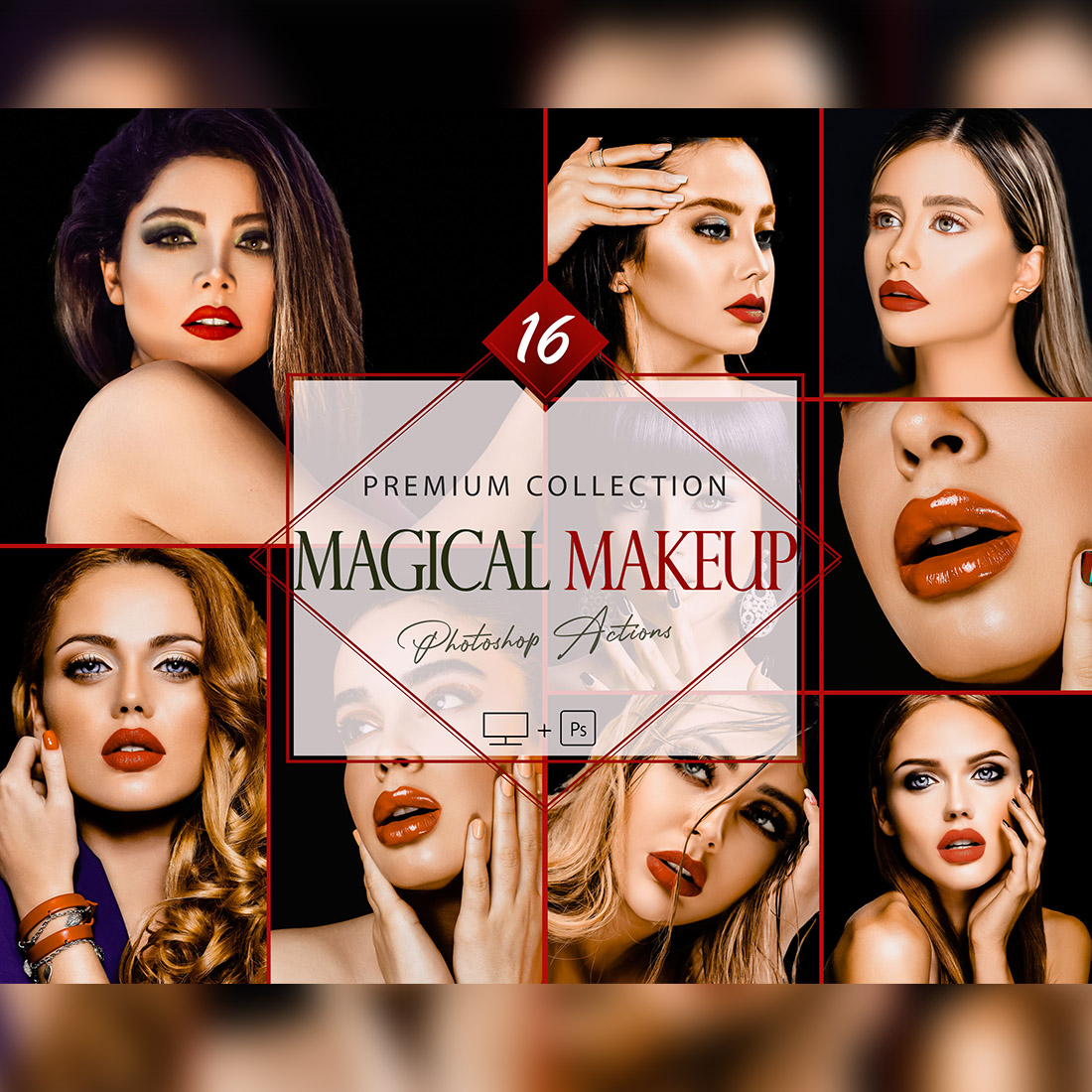 16 Magical Makeup Photoshop Actions, Soft Retouch ACR Preset, Atractive girl Filter, Portrait And Lifestyle Theme For Instagram, Blogger, Outdoor cover image.