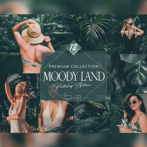 12 Moody Land Photoshop Actions, Natural ACR Preset, Tropical Ps Filter, Portrait And Lifestyle Theme For Instagram, Blogger, Outdoor cover image.