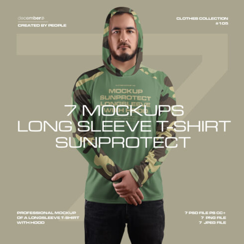 7 Men's Mockups Long Sleeve T-Shirt SunProtect cover image.