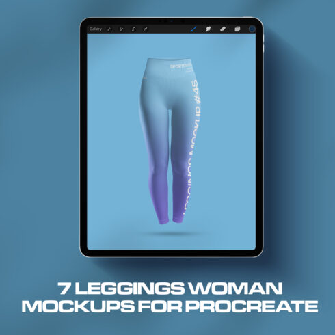 7 Mockups Sports Leggings With Wide Elastic Waist for Procreate cover image.