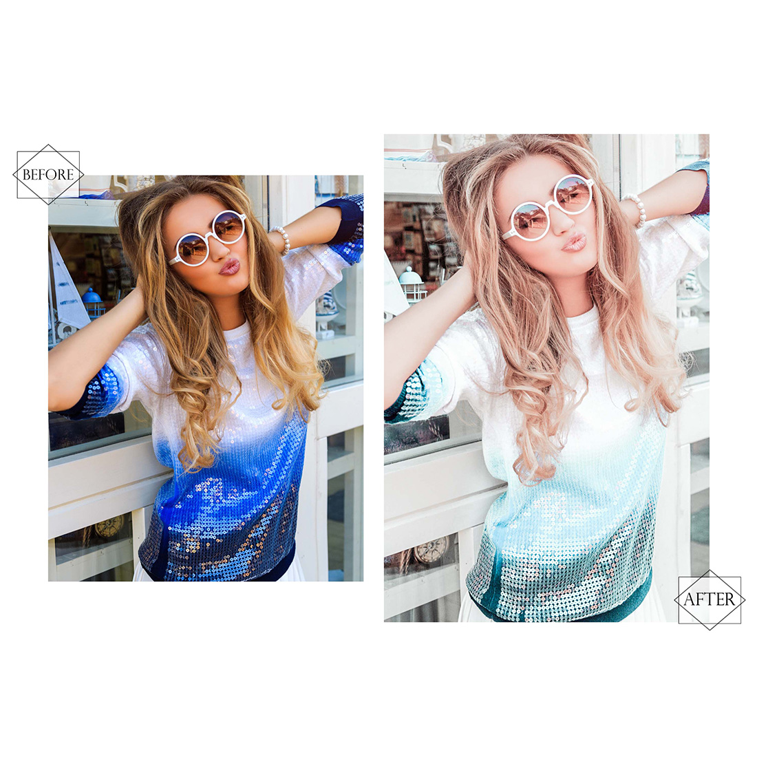 12 White Summer Lightroom Presets, Bright Preset, Blue Desktop LR Filter, DNG Portrait Lifestyle, Top Theme, Blogger Instagram preview image.