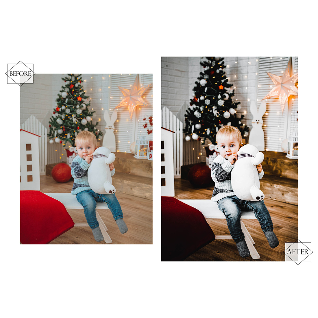 12 Holiday 2022 Photoshop Actions, Winter ACR Preset, Christmas Ps Filter, Portrait And Lifestyle Theme For Instagram, Blogger, Autumn Outdoor preview image.