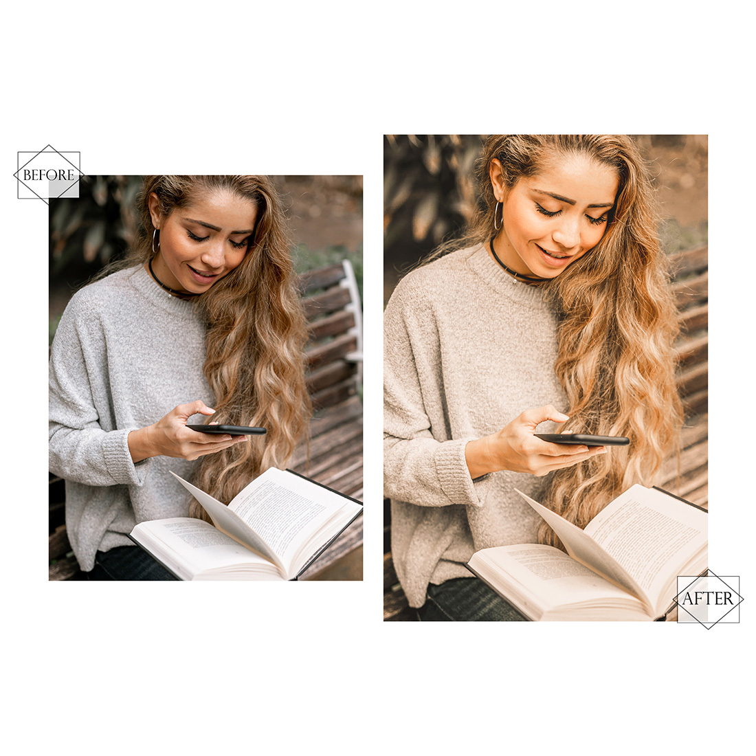 12 Book Time Lightroom Presets, Orange Gray Preset, Bright Desktop LR Filter, DNG Woman Reading, Top Theme, Blog Instagram, Study Relaxing preview image.