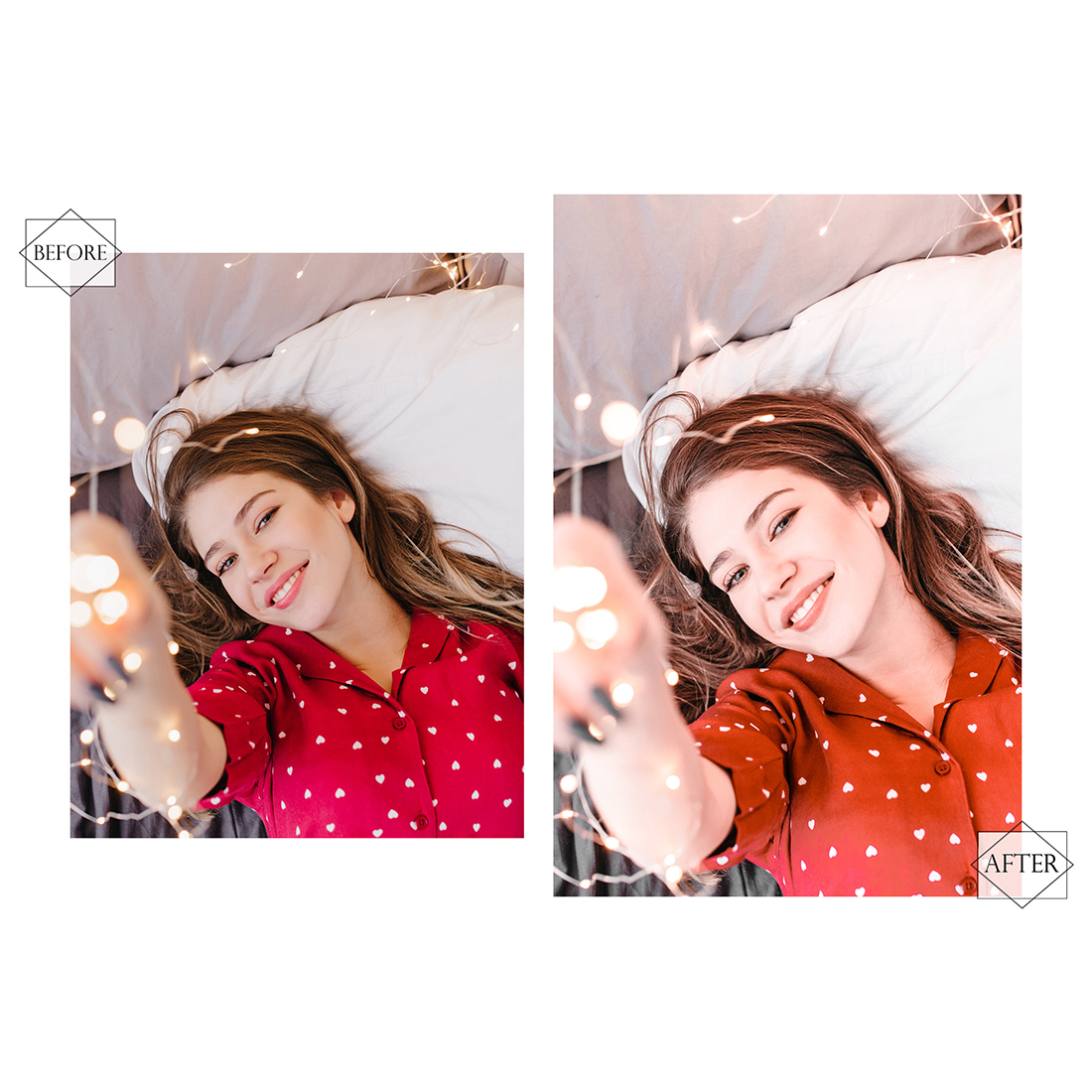 12 Warm Love Lightroom Presets, White Red Preset, Bright Desktop LR Filter, DNG Portrait Lovely, Top Theme, Blog Instagram, Brilliant, Ruby preview image.
