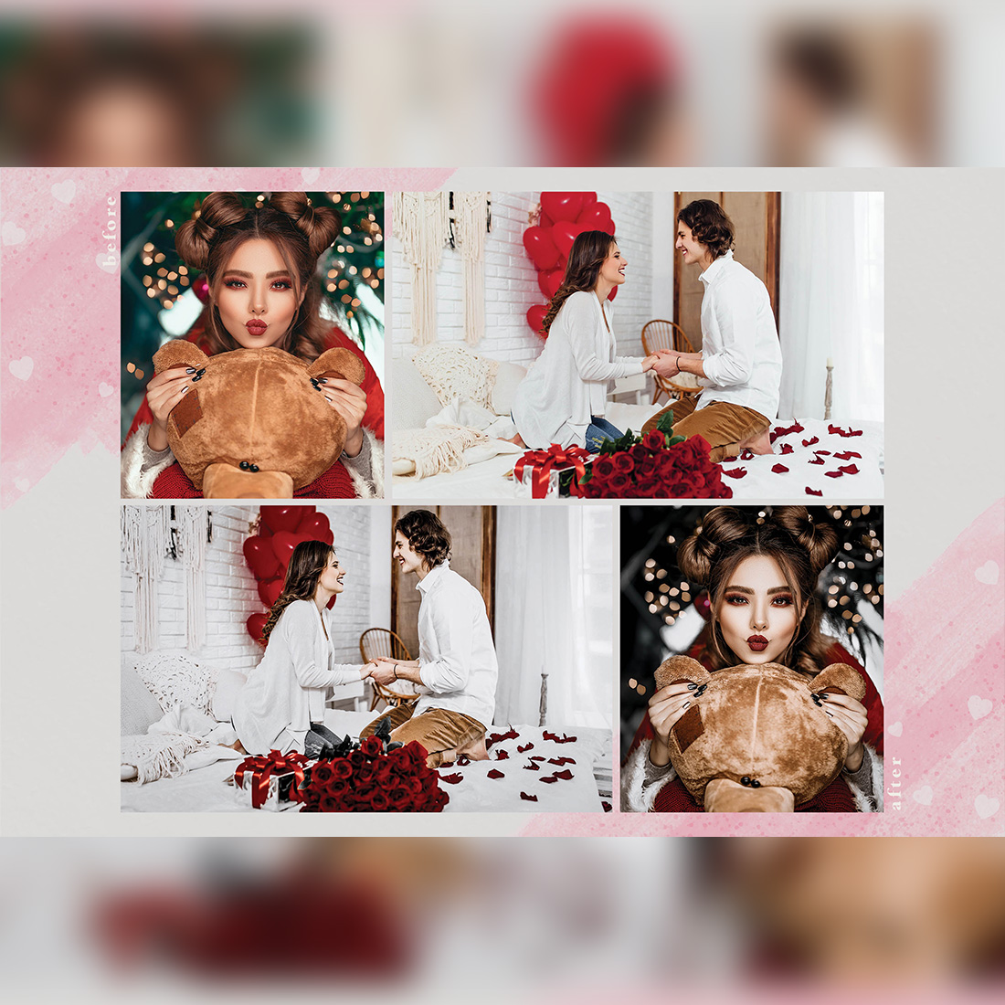 15 Be My Cupid Photoshop Actions, Winter Fashion ACR Preset, Valentine Ps Filter, Portrait And Lifestyle Theme For Instagram, Blogger, gray Outdoor preview image.