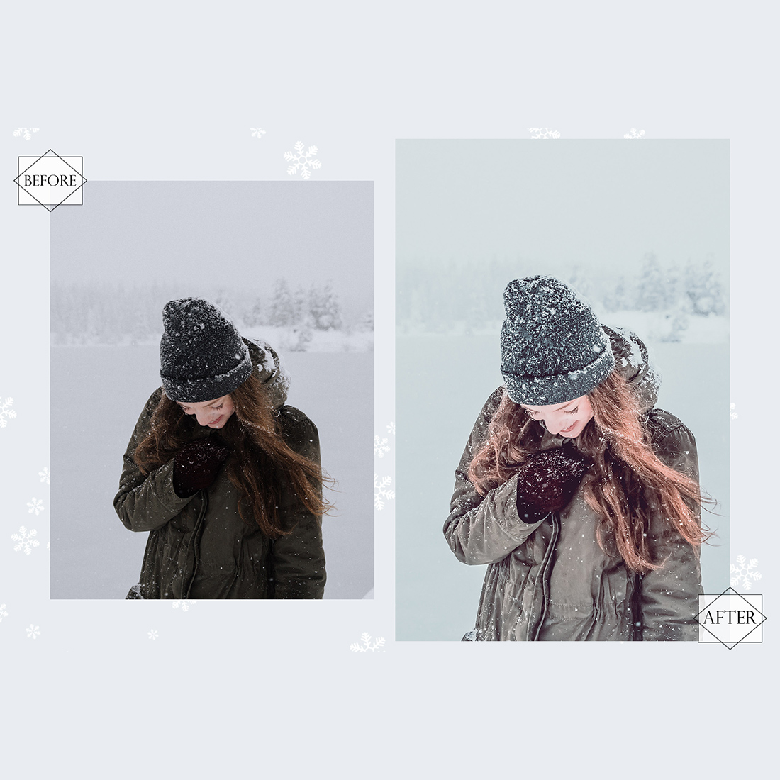 12 Pale Winter Lightroom Presets, Snowy Preset, Pastel Desktop LR Filter, DNG Portrait Lifestyle, Top Theme, Autumn Blogger Instagram preview image.