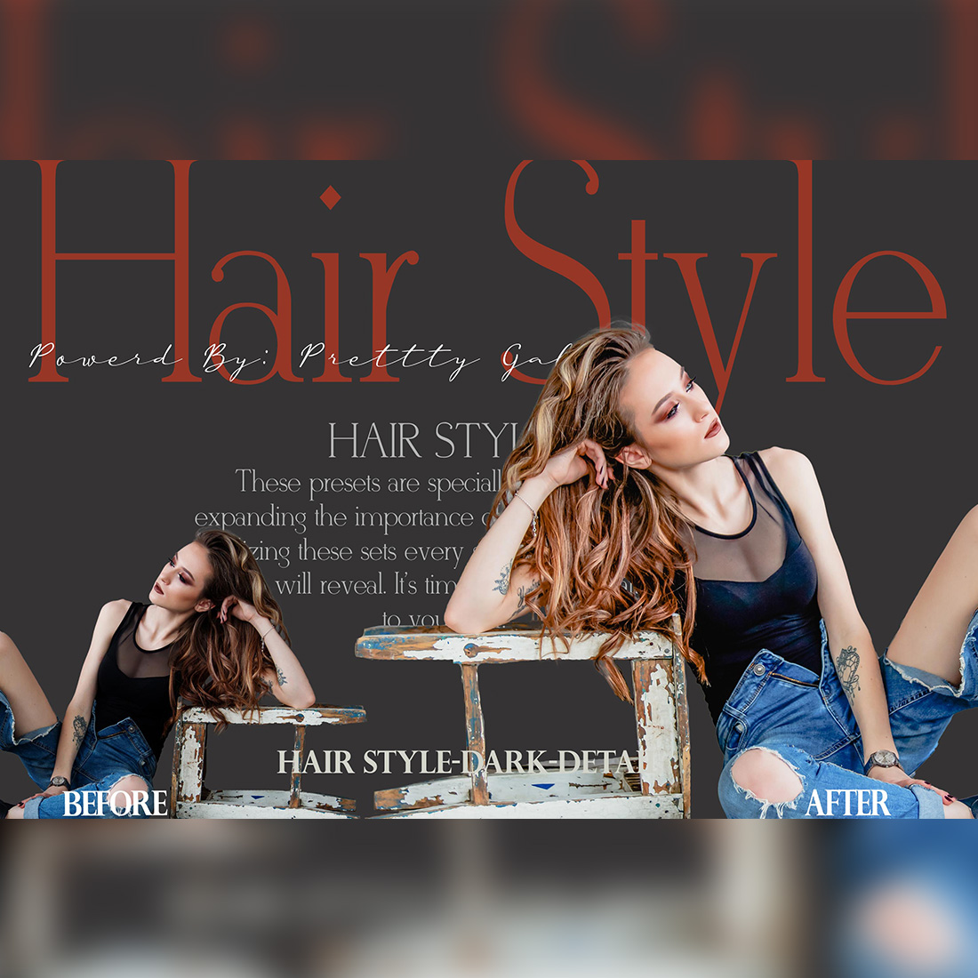 14 Hair Style Photoshop Actions, Beauty Woman ACR Preset, Bright Hairstyle Filter, Portrait And Lifestyle Theme For Instagram, Blogger, Fashion preview image.