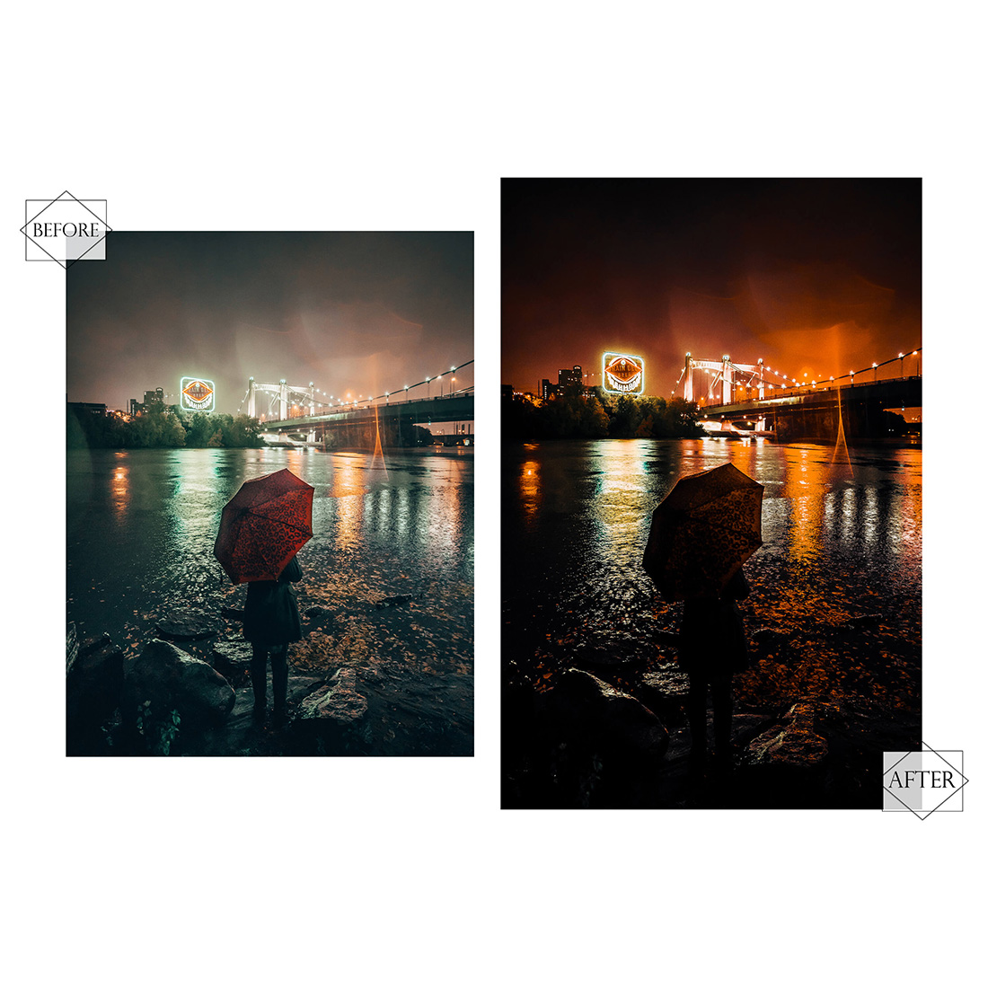 12 Black And Orange Photoshop Actions, Moody ACR Preset, Dark Filter, Portrait And Lifestyle Theme For Instagram, Blogger, Outdoor preview image.