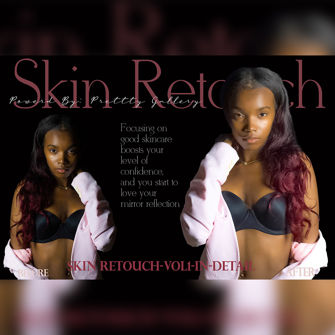 12 Skin Retouch Photoshop Actions, Soft Natural ACR Preset, Atractive Dark girl Filter, Portrait And Lifestyle Theme For Instagram, Blogger, Outdoor preview image.