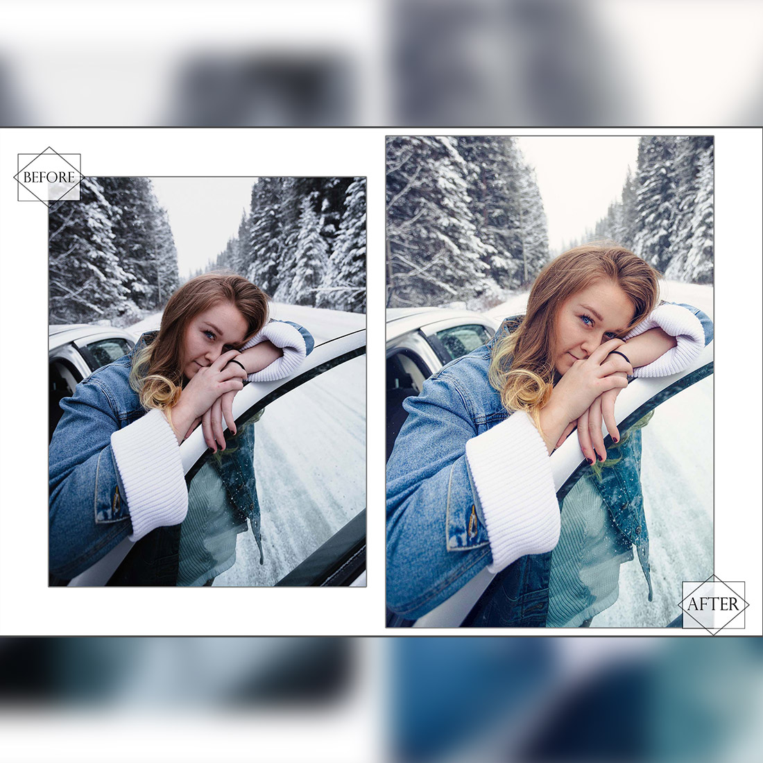 12 Winter Days Photoshop Actions, Cold Season ACR Preset, Christmas Ps Filter, Portrait And Lifestyle Theme For Instagram, Blogger, Autumn Outdoor preview image.