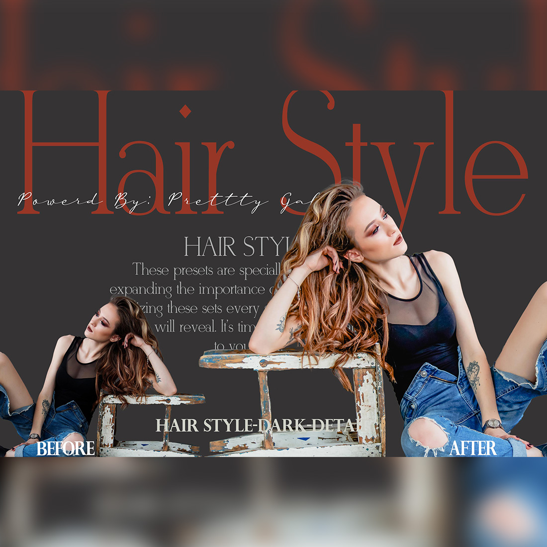 14 Hair Style Lightroom Presets, Beauty Woman Mobile Preset, Bright Hairstyle Desktop LR Filter DNG Portrait Fashion Theme Blogger Instagram Hair preview image.