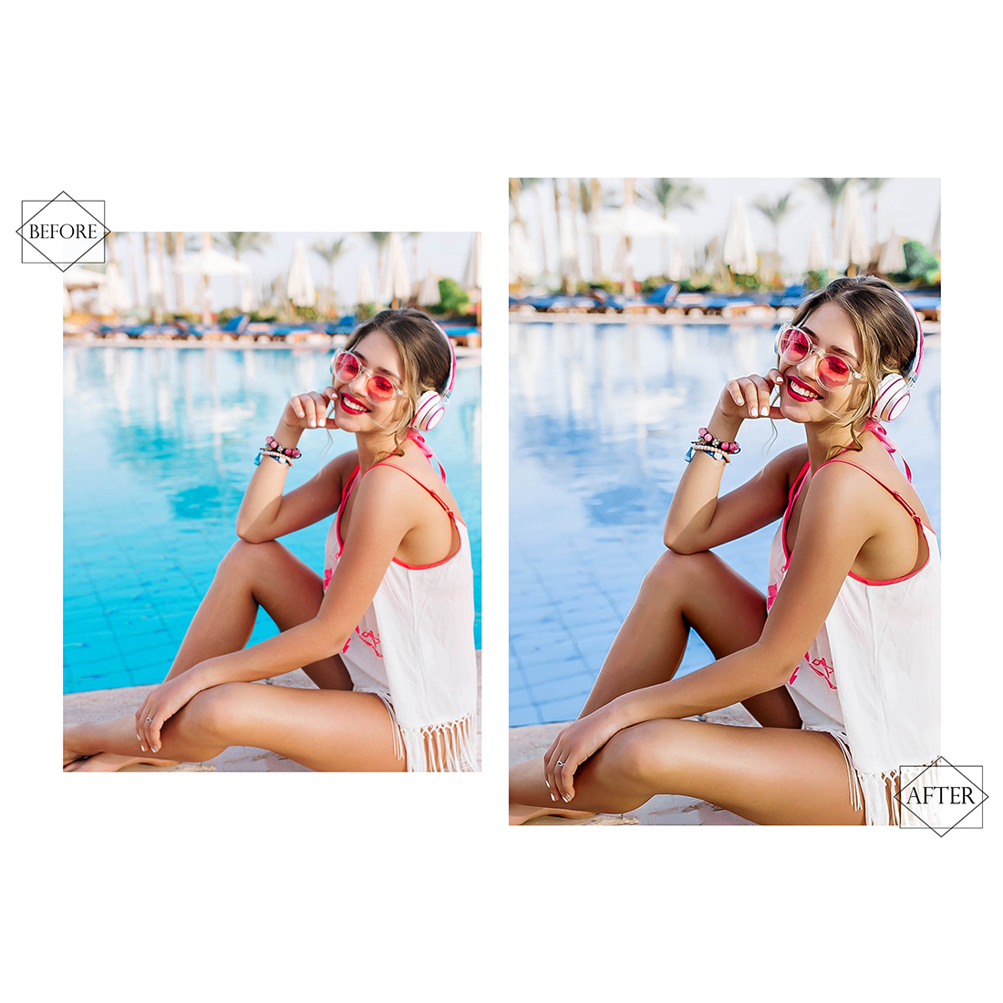 12 Blue Ocean Lightroom Presets, Bright Preset, Gulf Desktop LR Filter, DNG Portrait Lifestyle, Top Theme, Summer Blogger Instagram preview image.