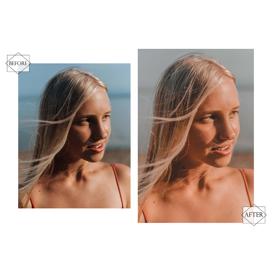 12 Peachy Babe Lightroom Presets, Orange Mobile Preset, Summer Desktop LR Filter DNG Portrait Lifestyle Theme Bright Blogger Instagram preview image.