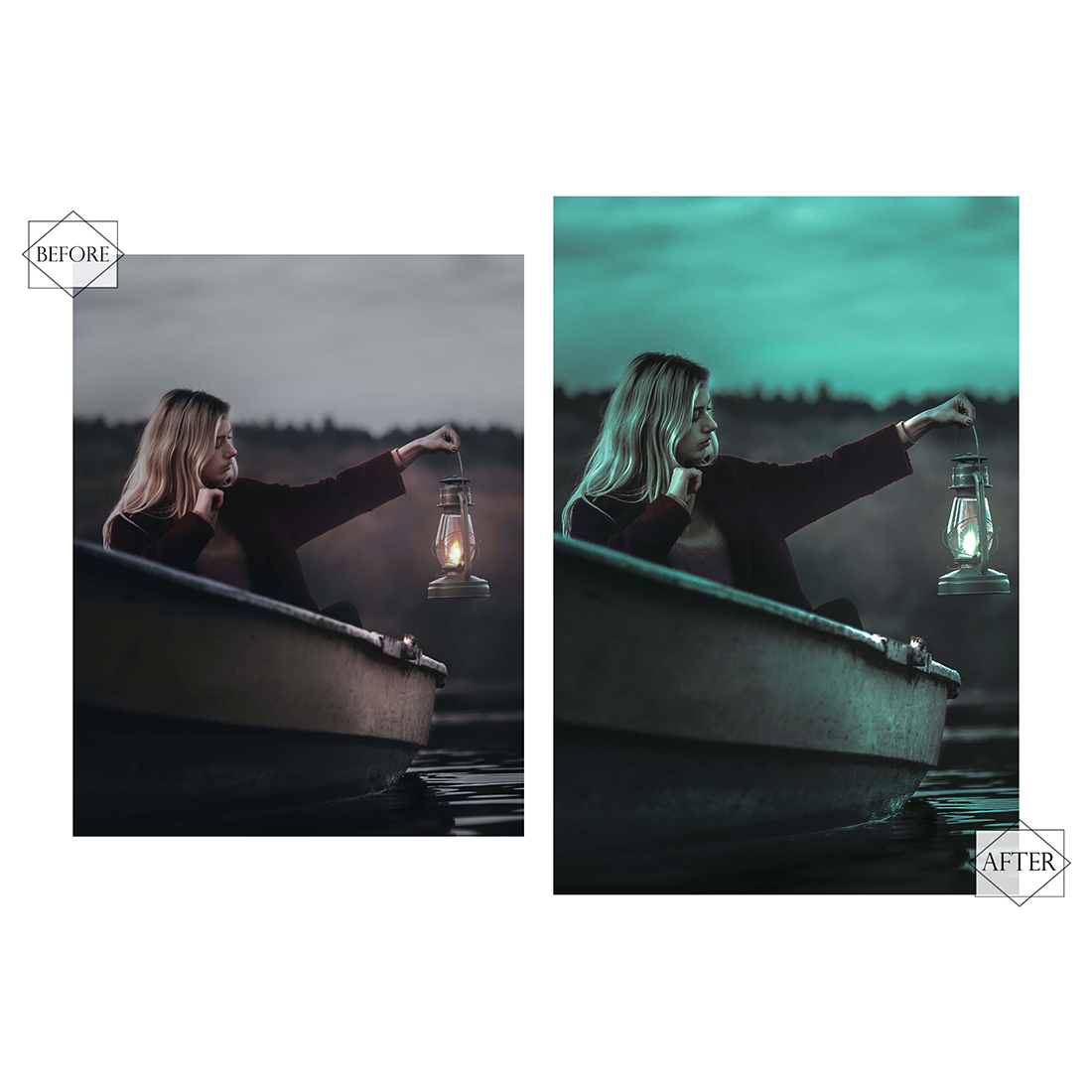 12 Dark Mysterious Photoshop Actions, Moody Dark ACR Preset, Mystery Filter, Portrait And Lifestyle Theme For Instagram, Blogger, Outdoor preview image.