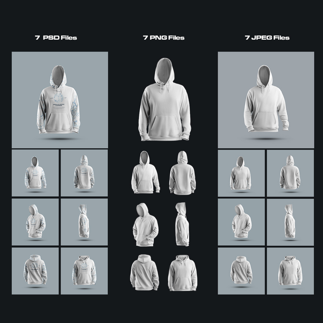 7 Mockups Oversize Hoodie in 3D Style preview image.