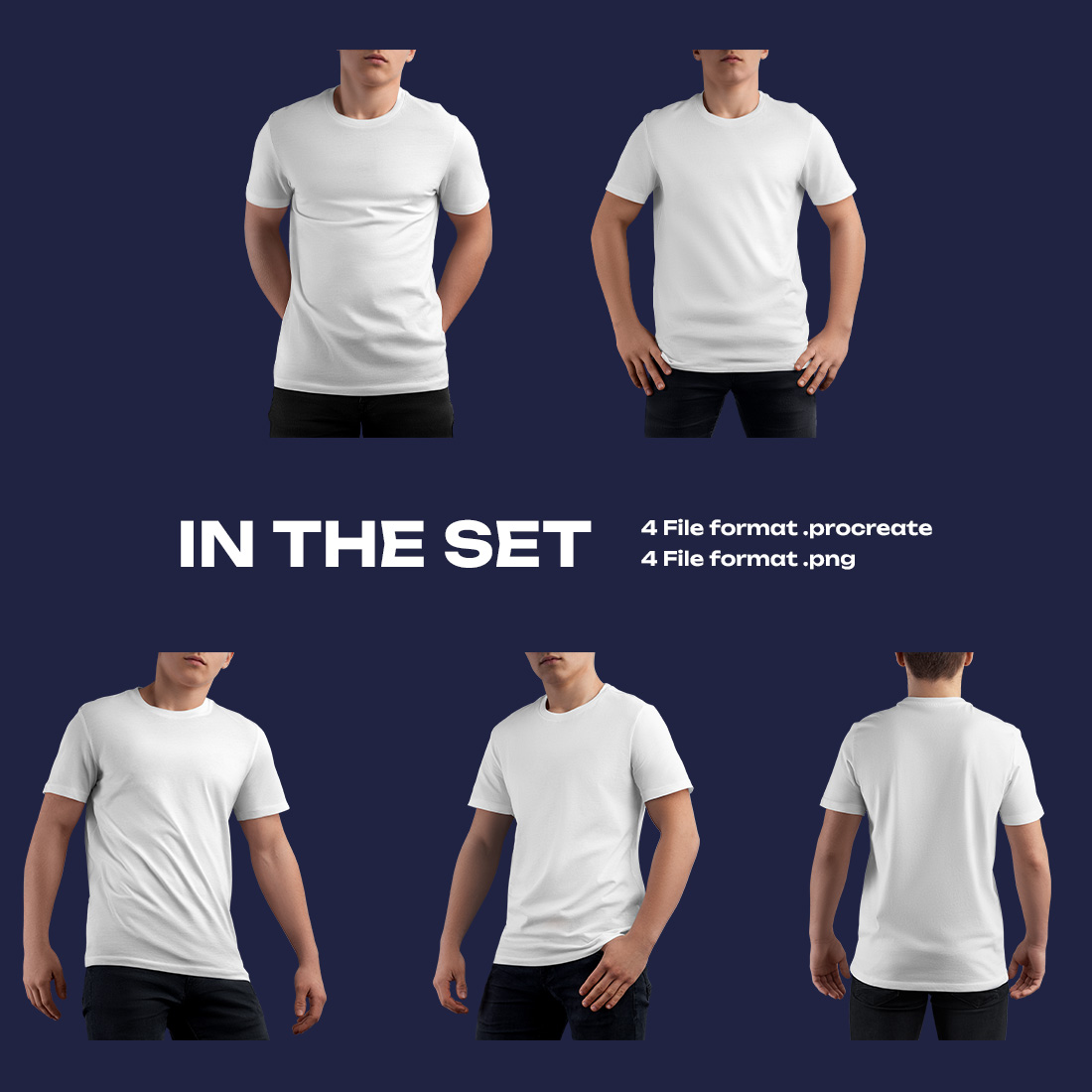 5 Mockups Man T-Shirt for Procreate preview image.