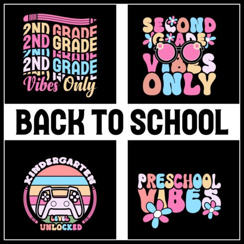 Back To School T-Shirt Design- Back To School- 100 days of school t shirt- First Day of school T-shirt Design- Hundred days of school- Happy First Day of School Kindergarten T-Shirt Design- T-Shirt Designs Bundle cover image.