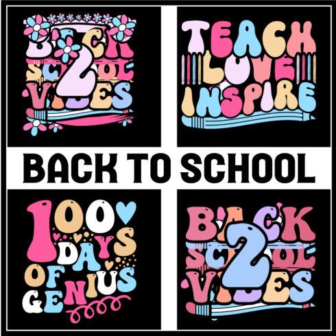 Back To School T-Shirt Design- Back To School- 100 days of school t shirt- First Day of school T-shirt Design- Hundred days of school- Happy First Day of School Kindergarten T-Shirt Design- T-shirt design cover image.